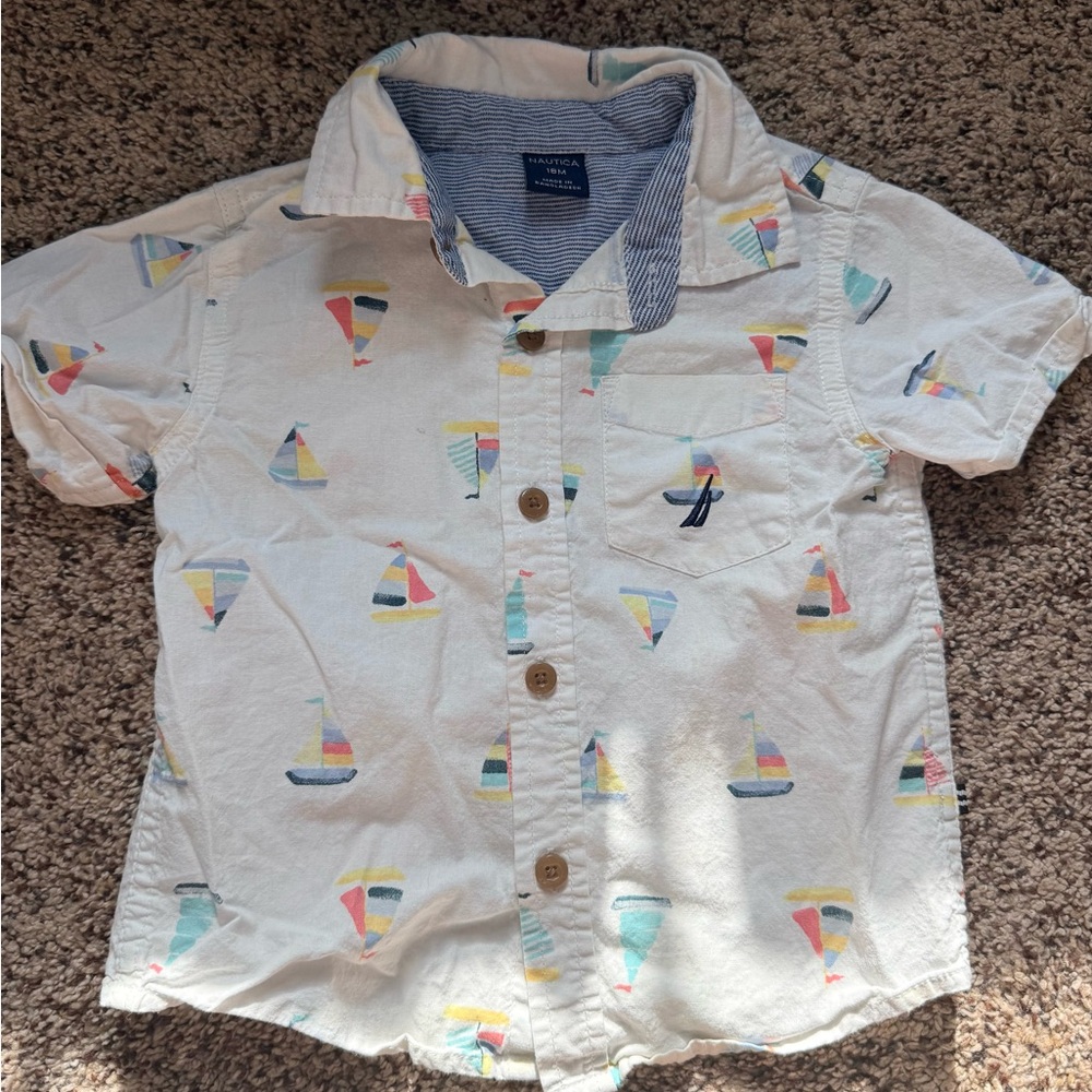 Nautica Kids' Multicolor Sailboat Button-Down Shirt 18 Months